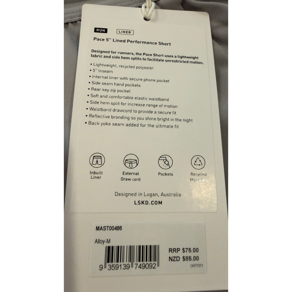 LSKD Pace 5" Lined Performance Shorts Alloy Gray Mens Size Medium NWT NEW - Picture 16 of 16